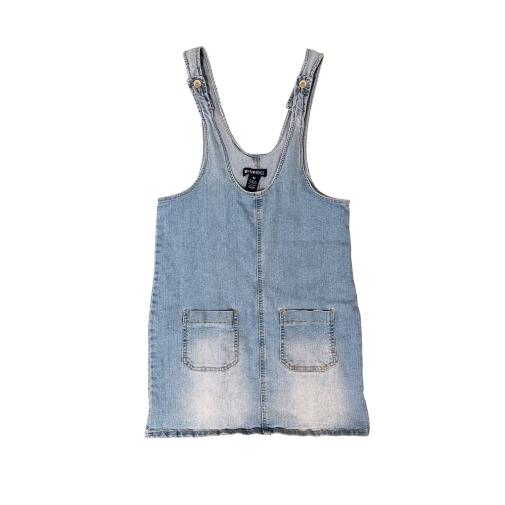 Blue Spice Denim Overall Dress Light Wash Blue Pinafore Mini Size M